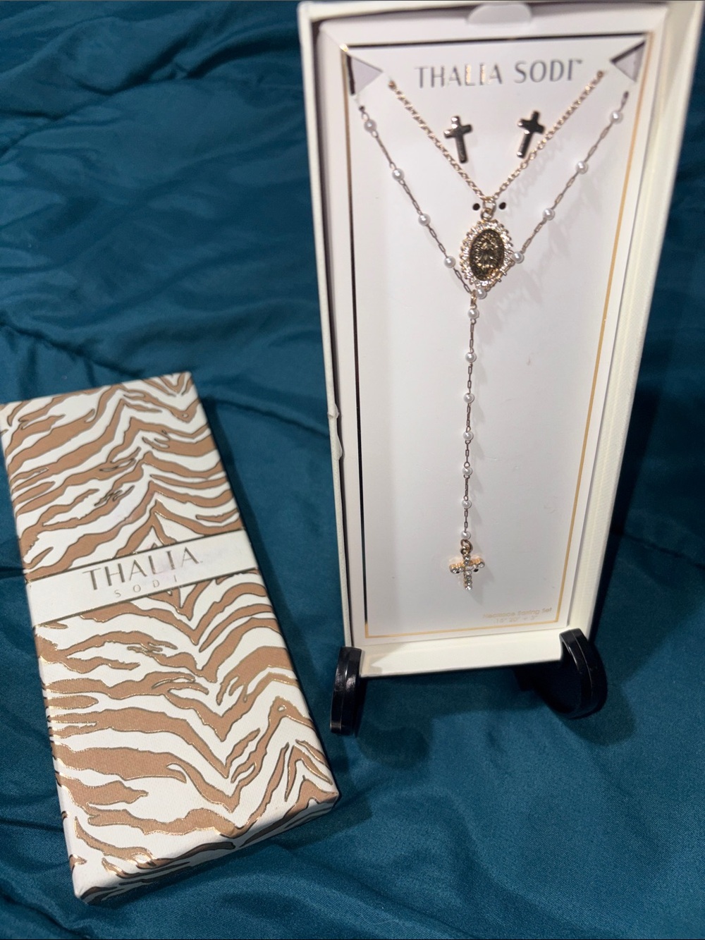 Thalia Sodi Gold and Silver Cross Layered Necklace Set